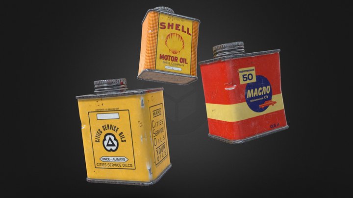 Retro Oil tin. Engine oil can. Oil canister. 3D Model