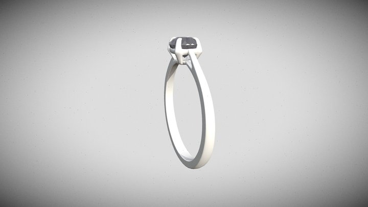 Ring-Cut White Diamond Ring 3D Model