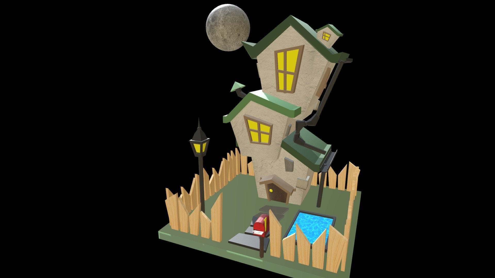 (FREE) Cartoon House with Moon