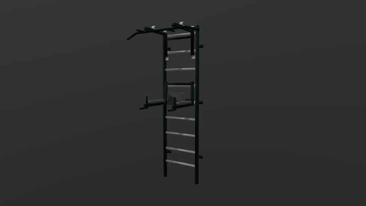 WALL BAR SET WORKOUT STATION WINNER BLACK 4 3D Model