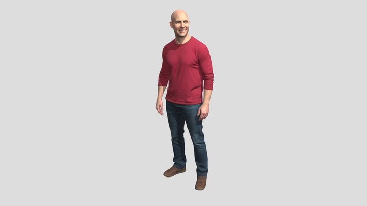 Casual Portrait in a Red Shirt – Modelo 3D gratuito STL