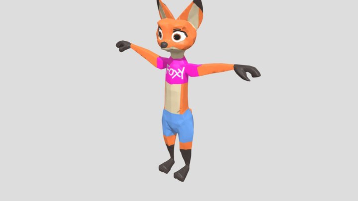 fox cartoon disney pixar style high poly 3D Model