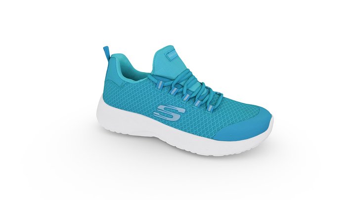 SKECHERS Turquoise Sneaker Right Shoe 3D Model