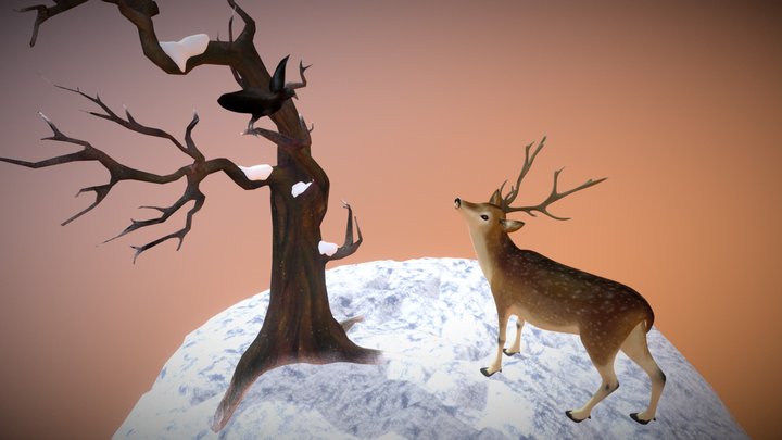 The Deer and the Crow 3D Model