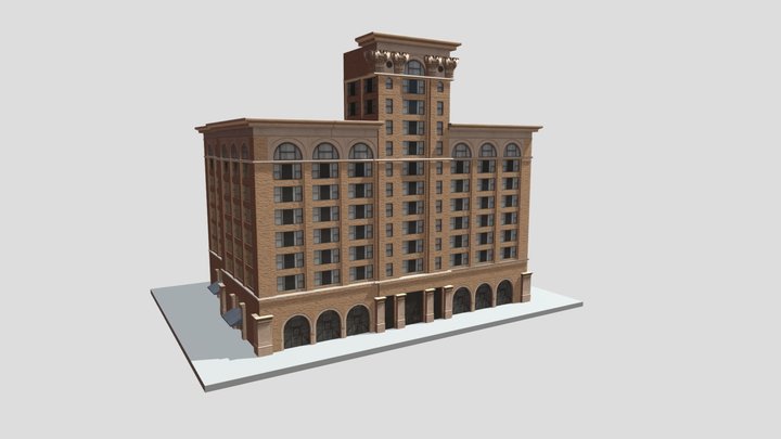 Low poly modular building v.2 3D Model