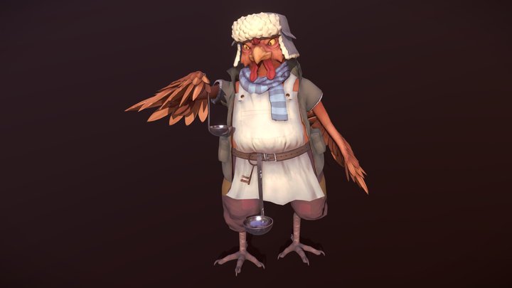 Stylized Chicken Character 3D Model