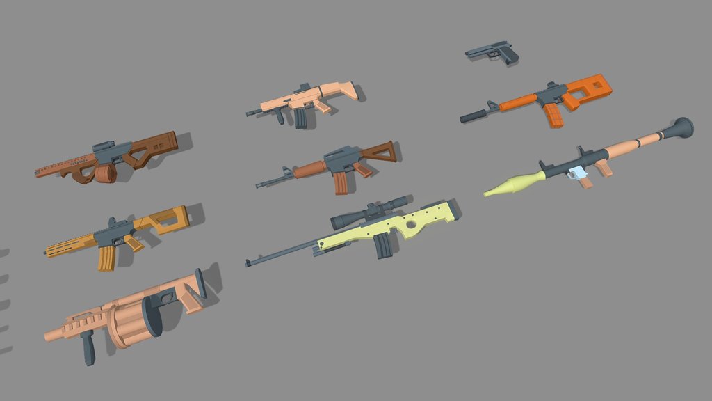 Guns Low poly