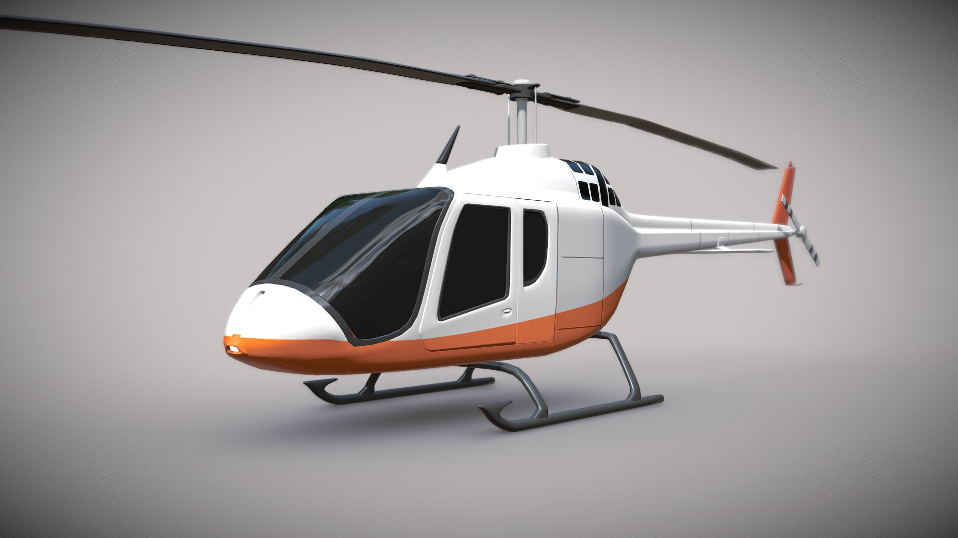 3D model Bell 505 Jet Ranger X private helicopter - This is a 3D model of the Bell 505 Jet Ranger X private helicopter. The 3D model is about a white and orange helicopter.