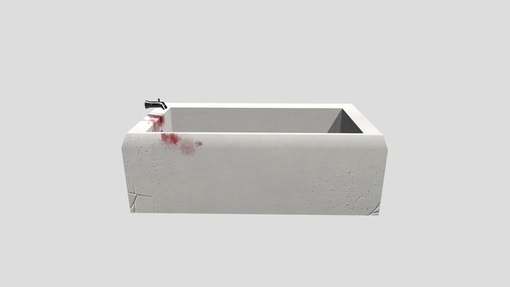 Low poly bathtub stained with blood 3D Model