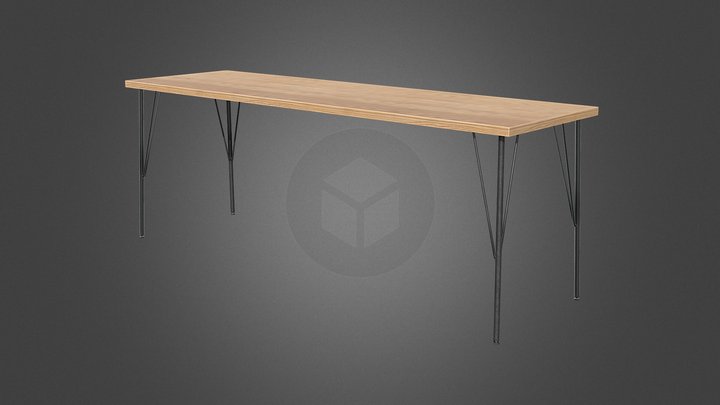 Low poly iron leg wood desk 3D Model