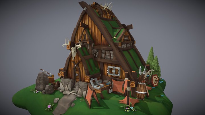 Viking Hunting Lodge 3D Model
