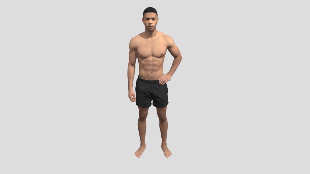 Shirtless Athlete in Black Shorts