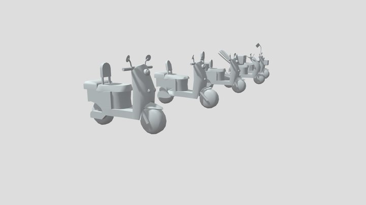 5 Scooters 3D Model