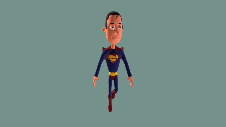 Superman Cartoon Style 3D Model