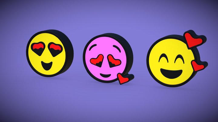 Emoji Love Triple 3D Model