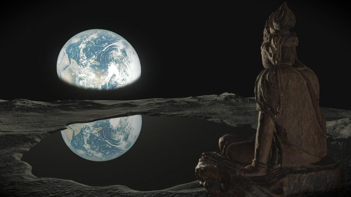 Bodhisattva enjoys reflection of Earth 3D Model