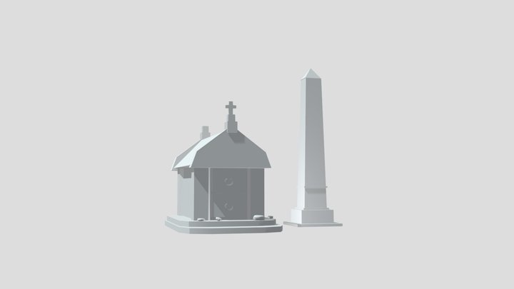 Grave and Pillar 3D Model