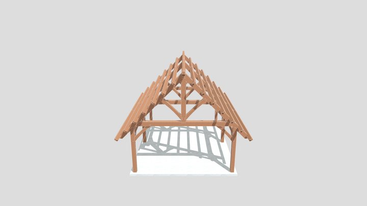 18×24 Foot Timber Frame Pavilion Plan (6848) 3D Model
