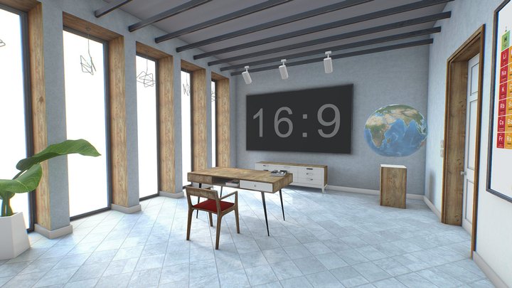 G0023 VR Virtual Reality Classroom 3D Model