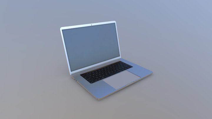 Modern Silver Laptop 3D Model