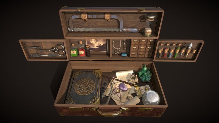 Witchcraft Suitcase / Witch Brew Kit - Low Poly 3D Model
