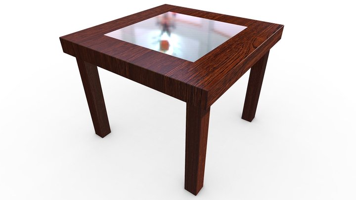 wooden table with glass element 3D Model