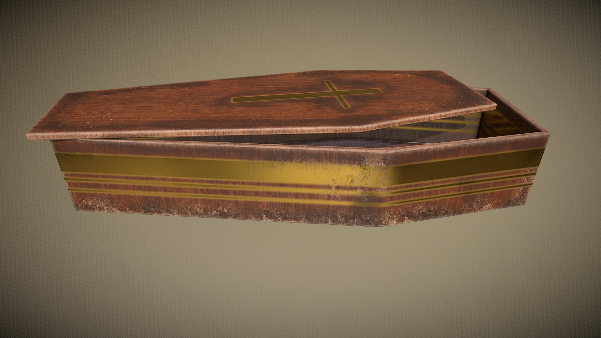 3D model Sarcophagus - This is a 3D model of the Sarcophagus. The 3D model is about a wooden box with a yellow line.