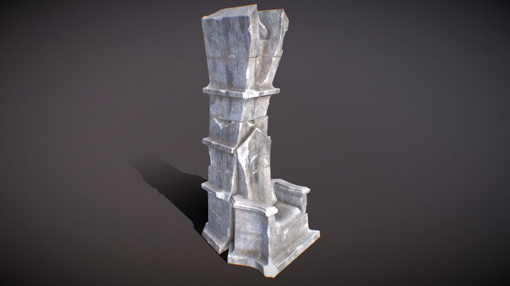 Ancient Stone Throne PBR Game Ready 3D Model
