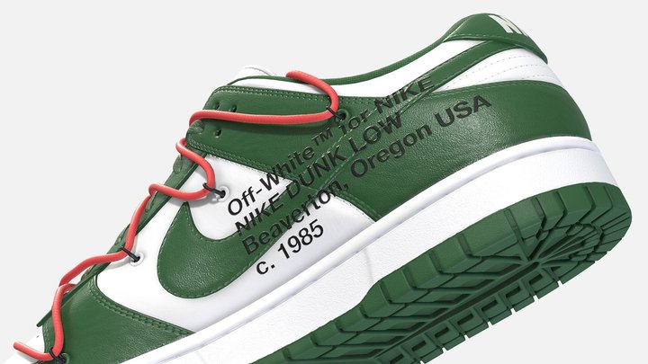 Nike Dunk Low x Off White Pine Green Shoe 3D Model