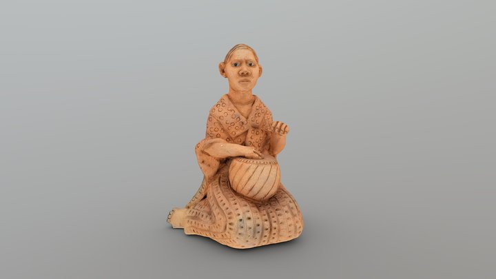 Woman playing moropa drum - UCT KK 34 3D Model