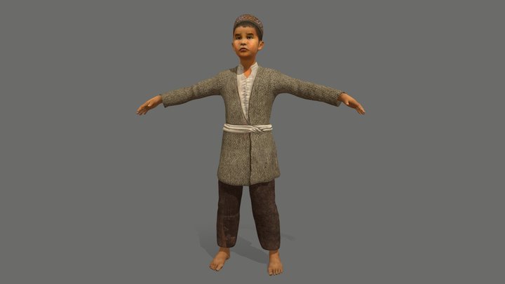 Kazakh boy future warrior 3D Model
