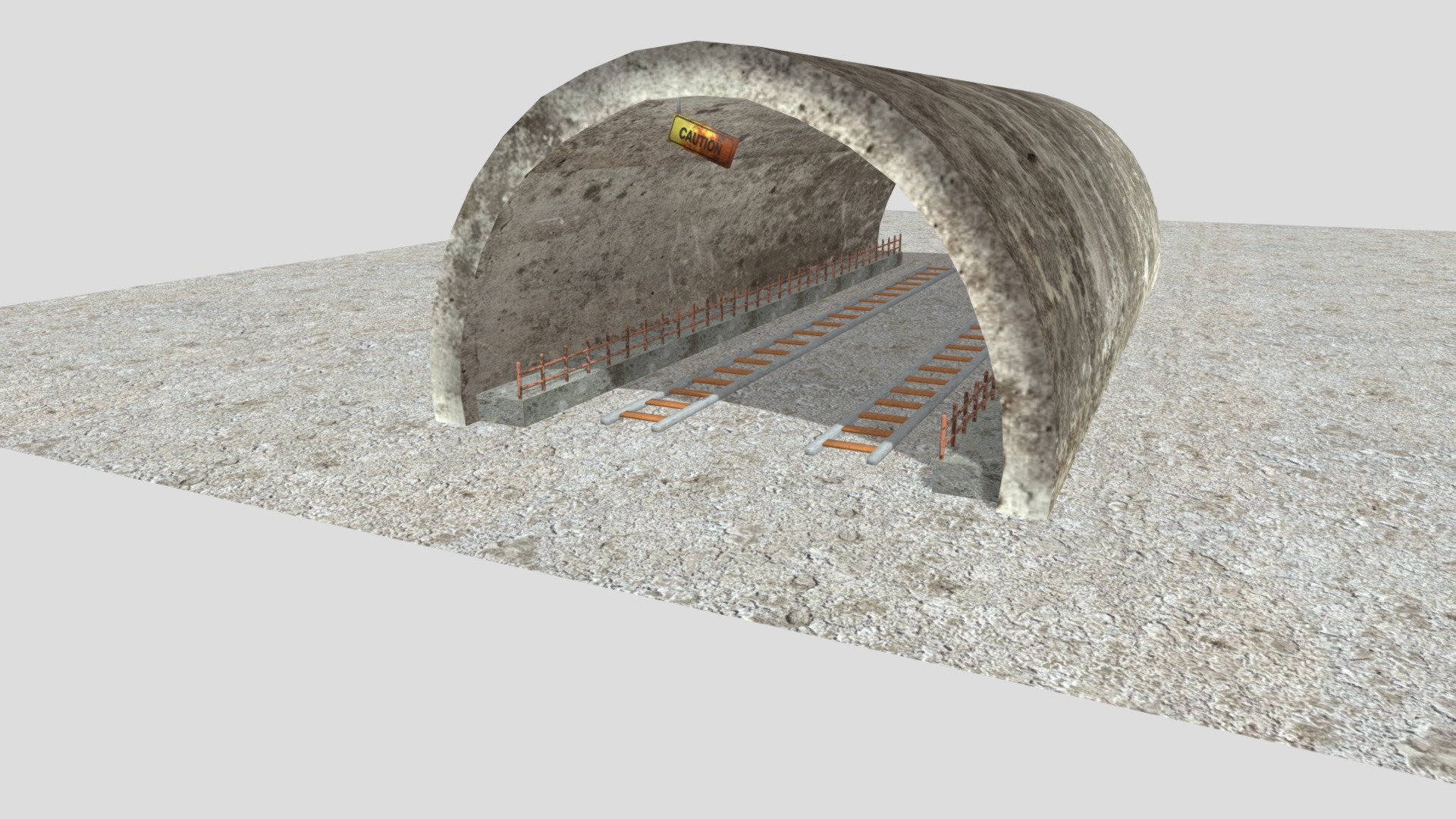 3D model Railway Tunnel - This is a 3D model of the Railway Tunnel. The 3D model is about a large rock structure with a staircase.