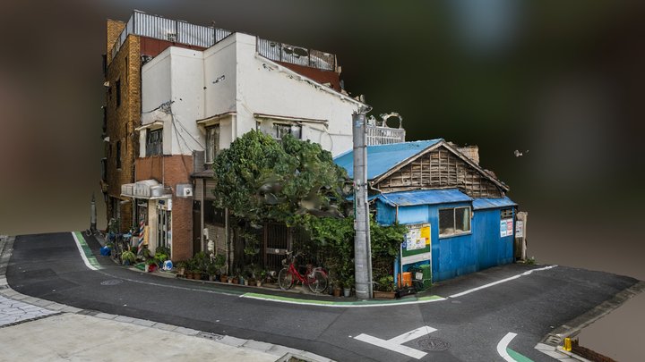 Blue corner japanese house scan 3D Model