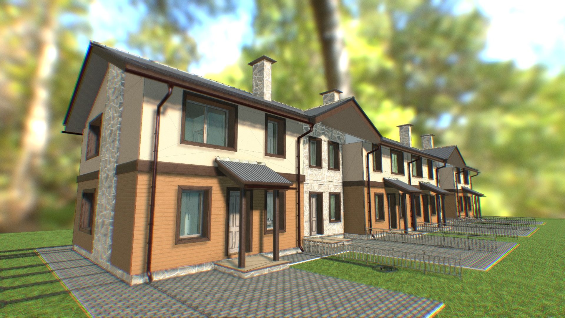 3D model 3D Townhouse 2 - This is a 3D model of the 3D Townhouse 2. The 3D model is about a house with a driveway.