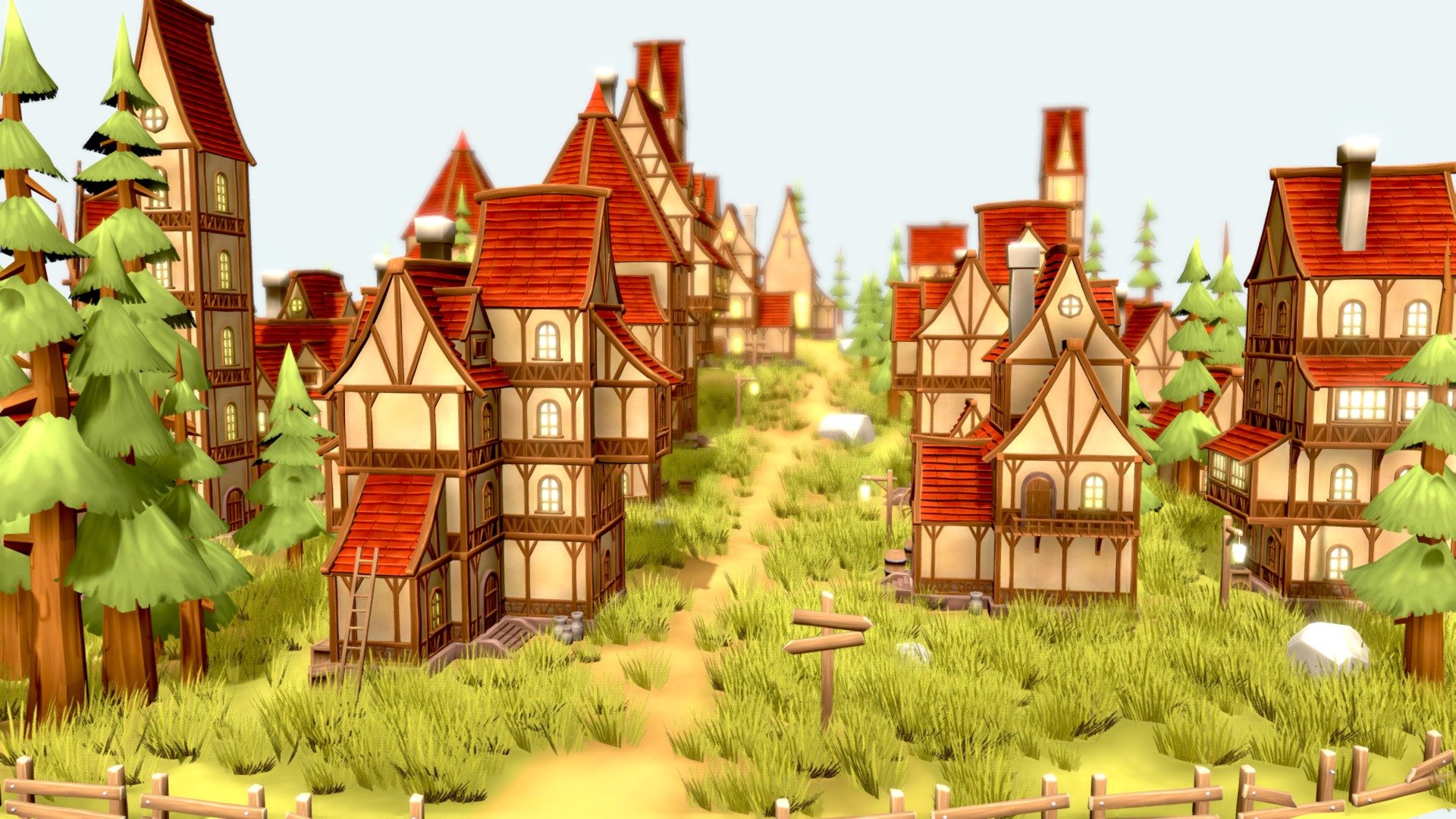 Solarpunk Village - Download Free 3D model by LowPolyBoy