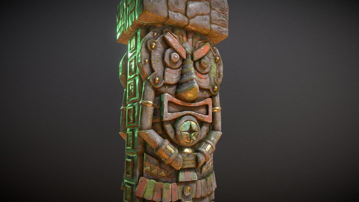 Old jungle tribal pillar 3D Model