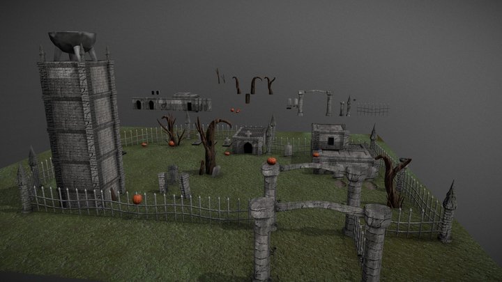 Modular Props: Grave yard 3D Model