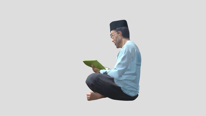 Malay Muslim reading a Quran 3D Model