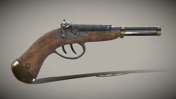 Flintlock pistol v2 3D Model