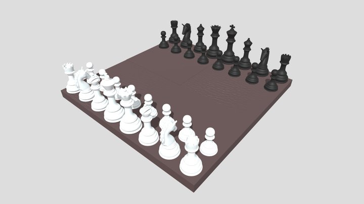 南部鉄器製チェス駒と板 3D Model