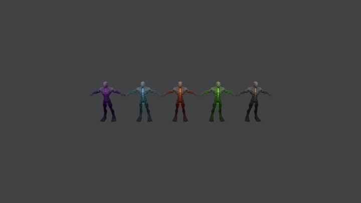 Hand-Painted Elemental Golem Pack 3D Model