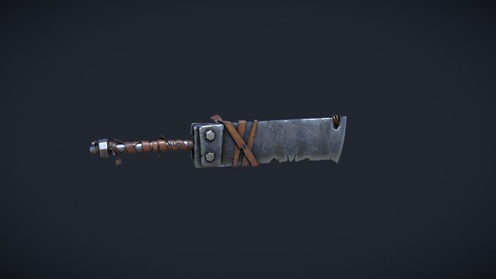 Stylized Two Handed Cleaver 3D Model