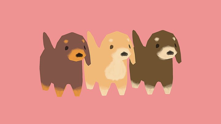 Low Poly Puppies 3D Model