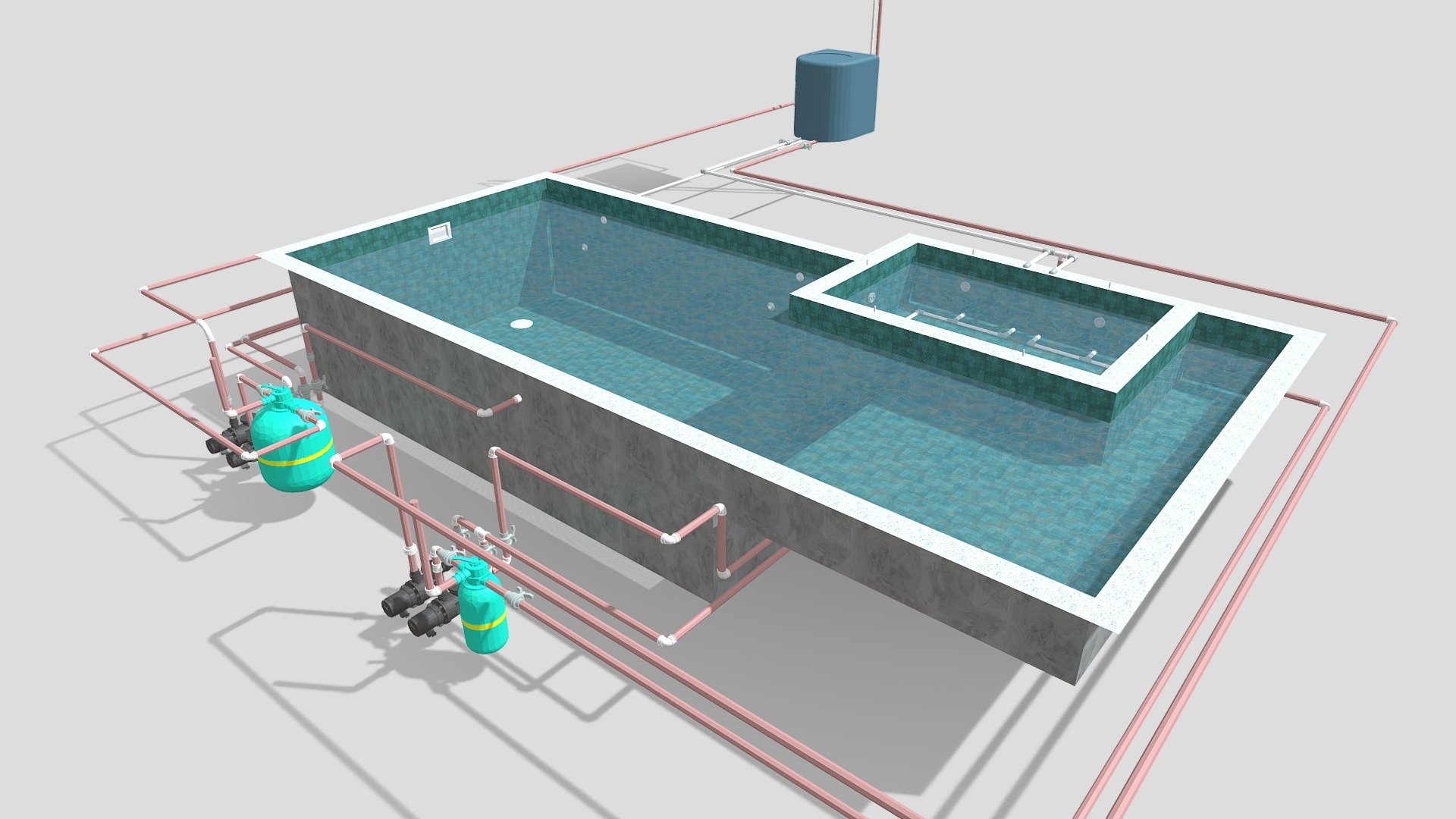 PROJETO DE HIDRÁULICA PARA PISCINA COM HIDRO - 3D model by Engendra ...