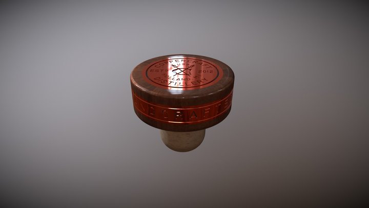 Mahogany varnished, Copper medal and ring 3D Model