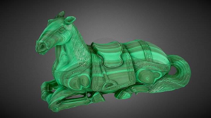 Chinese carved Malachite horse 3D Model