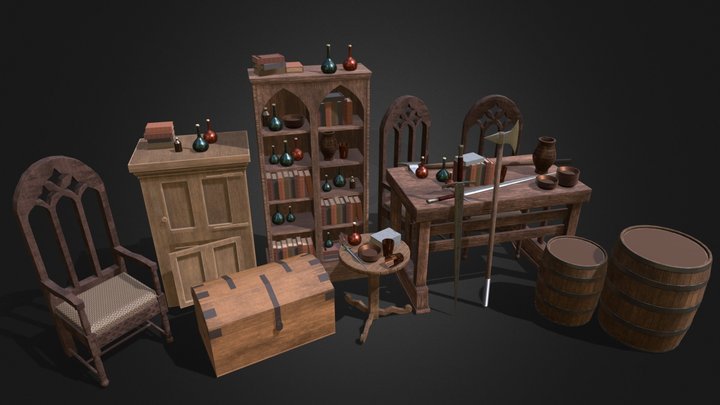 Medieval furniture 3D Model