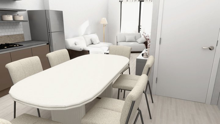 Apartment 8-2 White Assembly 3D Model