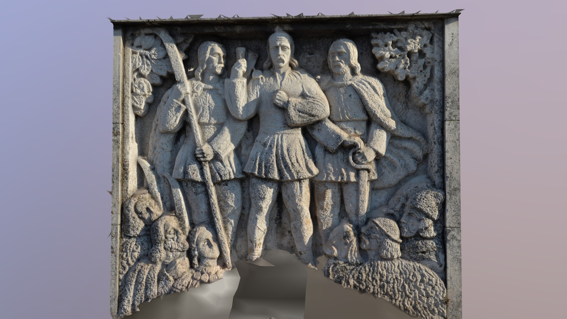 3D model Horia, Closca si Crisan 1784 - This is a 3D model of the Horia, Closca si Crisan 1784. The 3D model is about a stone sculpture of a group of people.
