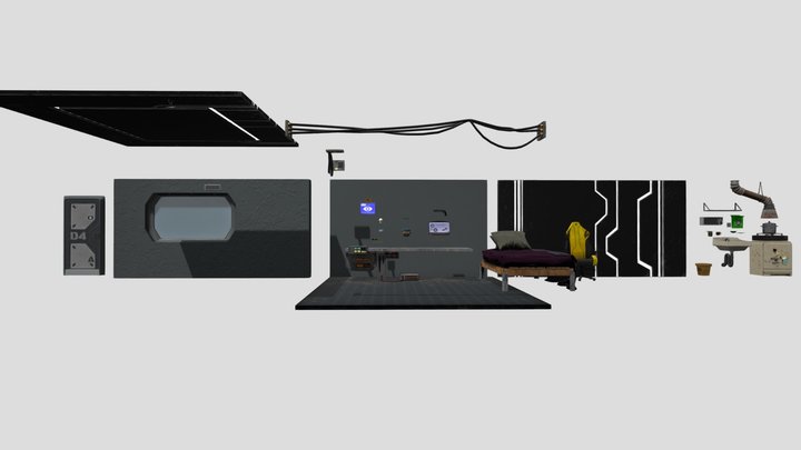 Cyberpunk Apartment Assets 3D Model
